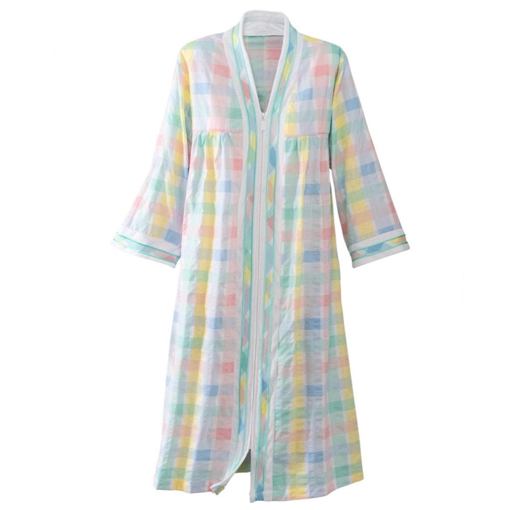 Vintage pastel plaid robe
